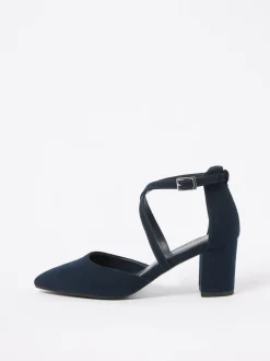 Schoenen Met Hakken*Friends Like These - pumps met blokhak en gekruiste bandjes Marineblauw