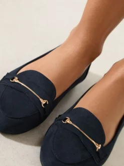 Lage Schoenen*Friends Like These - Faux Suede Snaffle Detail Smart Flat Loafers Marineblauw
