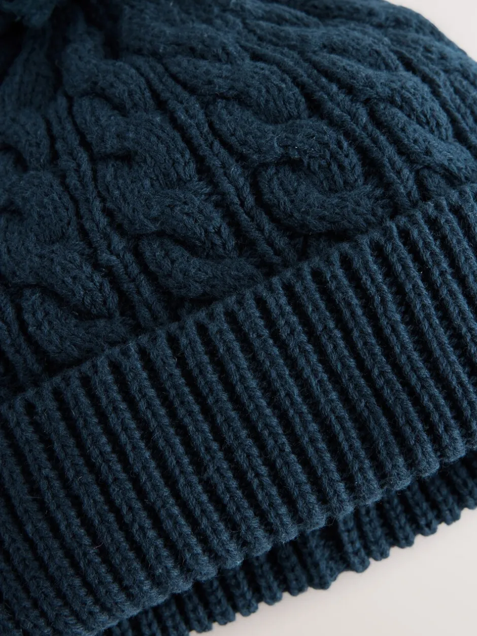 Mutsjes En Antikrabwantjes|Mutsen, Handschoenen En Sjaals*Next Marineblauw - Gebreide Baby muts met pompon (0mnd -2jr)