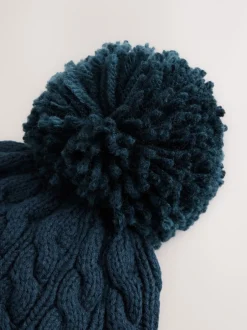 Mutsjes En Antikrabwantjes|Mutsen, Handschoenen En Sjaals*Next Marineblauw - Gebreide Baby muts met pompon (0mnd -2jr)