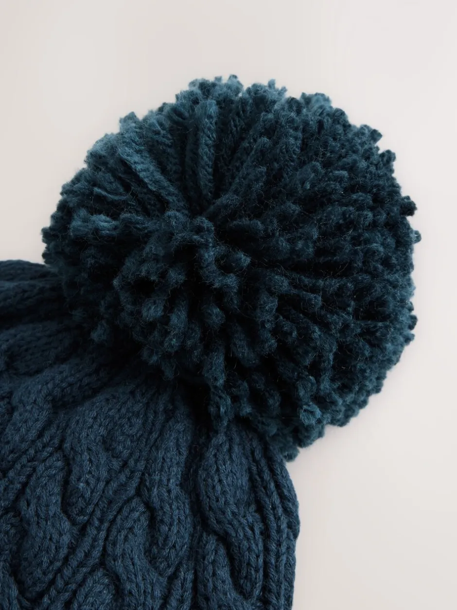 Mutsjes En Antikrabwantjes|Mutsen, Handschoenen En Sjaals*Next Marineblauw - Gebreide Baby muts met pompon (0mnd -2jr)