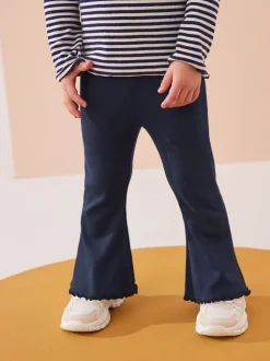 Broeken En Leggings|Next Marineblauw - Geribbelde flare legging (3 mnd-7 jr)