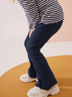 Broeken En Leggings|Next Marineblauw - Geribbelde flare legging (3 mnd-7 jr)