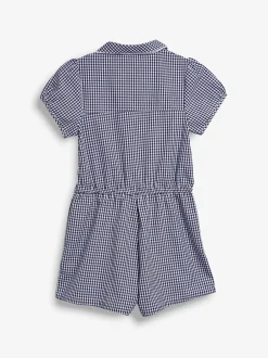 Jumpsuits En Playsuits|Next - Geruit schoolspeelpakje met rits aan de voorzijde en hoog aandeel katoen (3 - 14 jr) Marineblauw