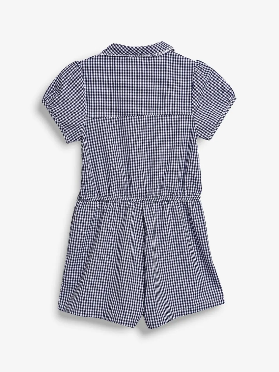 Jumpsuits En Playsuits|Next - Geruit schoolspeelpakje met rits aan de voorzijde en hoog aandeel katoen (3 - 14 jr) Marineblauw