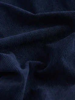 Broeken|Next Marineblauw - Gladmakende corduroy wijde pijpen broek