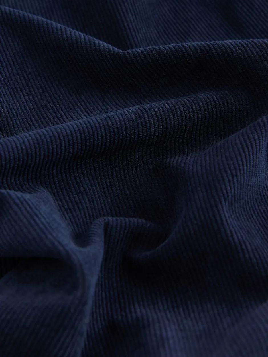 Broeken|Next Marineblauw - Gladmakende corduroy wijde pijpen broek
