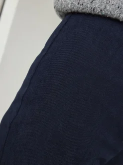 Broeken|Next Marineblauw - Gladmakende corduroy wijde pijpen broek