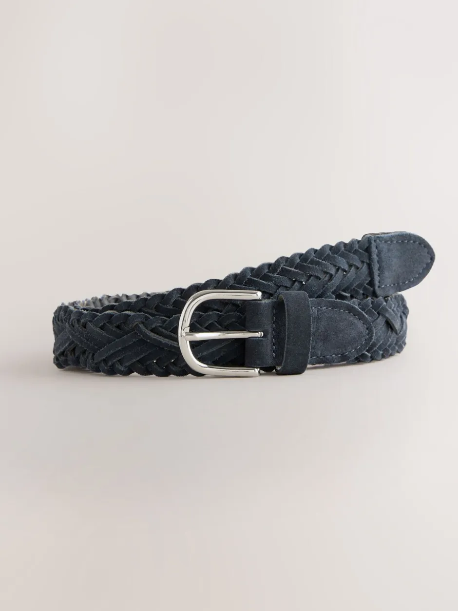 Ceintuurs|Next - Hand Plaited Leather Belt Marineblauw