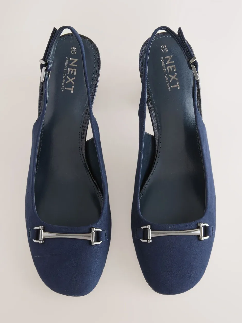 Ruimvallend En Extraruimvallend|Schoenen Met Hakken|Next - Hardware Slingback Block Heels Marineblauw