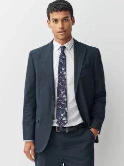 Stropdassen En Pochets*Next - Italiaanse zijden stropdas met bloemenprintontwerp Marineblauw