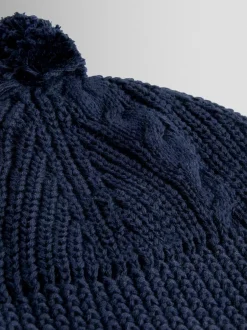 Mutsen, Handschoenen En Sjaals|Jojo Maman Bébé Marineblauw - Cosy Pom Pom Rib Hat