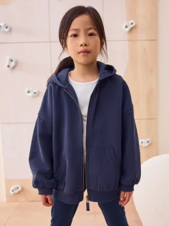 Schoolkleding|Sweaters En Hoody´S|Next - Katoenrijke sporthoodie met ritssluiting (3-16 jr) Marineblauw