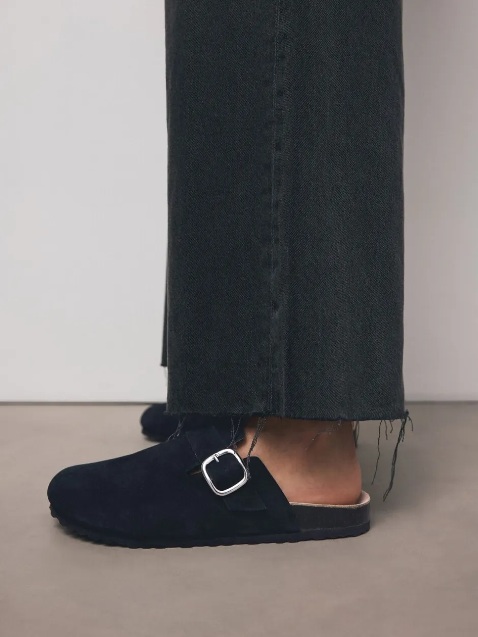 Lage Schoenen*Next Marineblauw - Klompen met leren voetbed