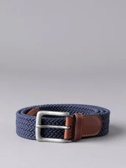Riemen En Bretels*Lakeland Leather - Lakeland leren Greythwaite gevochten riem Marineblauw