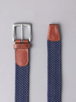 Riemen En Bretels*Lakeland Leather - Lakeland leren Greythwaite gevochten riem Marineblauw