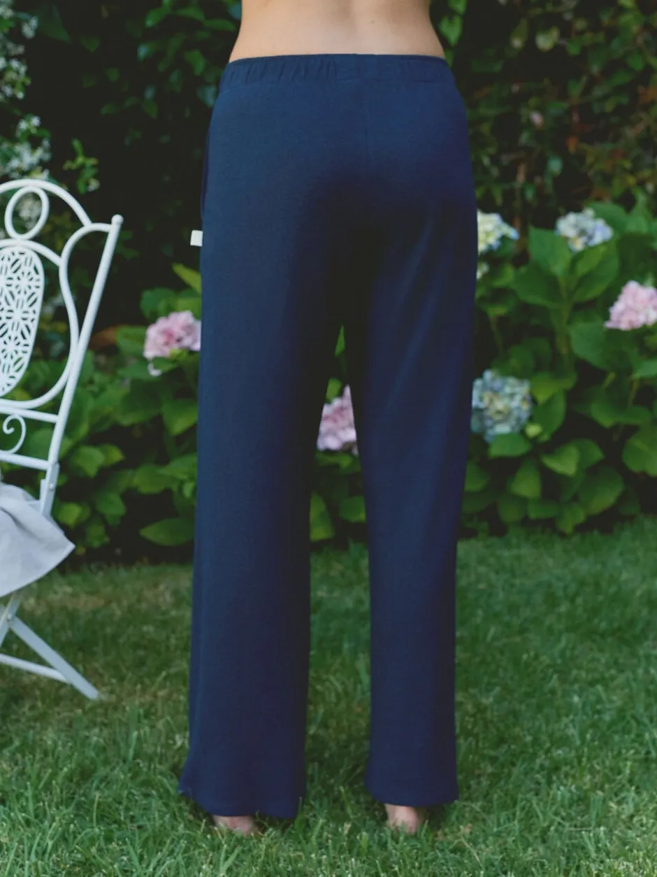 Broeken|Laura Ashley - gebreide loungebroek Marineblauw