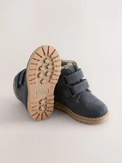 Boots*Next - Leren Thermal gevoerde Thinsulate werklaarzen met klittenbandsluiting Marineblauw