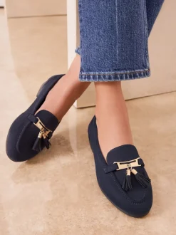 Lage Schoenen|Lipsy - Almond Toe Tassel Workwear Loafers Marineblauw