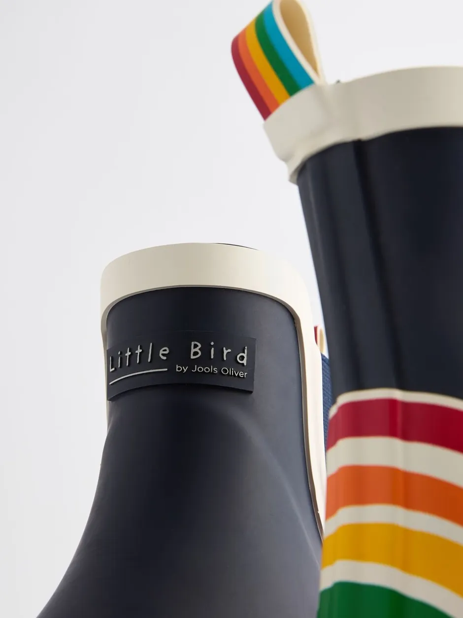 Laarzen|Boots|Little Bird by Jools Oliver - regenlaarzen met regenboog voor volwassenen Marineblauw