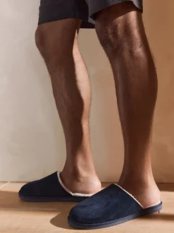 Pantoffels|Next - Microsuede Mule Slippers Marineblauw