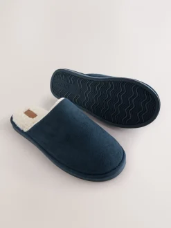 Pantoffels|Next - Microsuede Mule Slippers Marineblauw