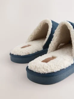 Pantoffels|Next - Microsuede Mule Slippers Marineblauw