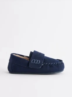 Pantoffels|Nachtkleding En Pyjama's|Next - Mocassin-pantoffels met klittenbandsluiting Marineblauw