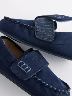 Pantoffels|Nachtkleding En Pyjama's|Next - Mocassin-pantoffels met klittenbandsluiting Marineblauw