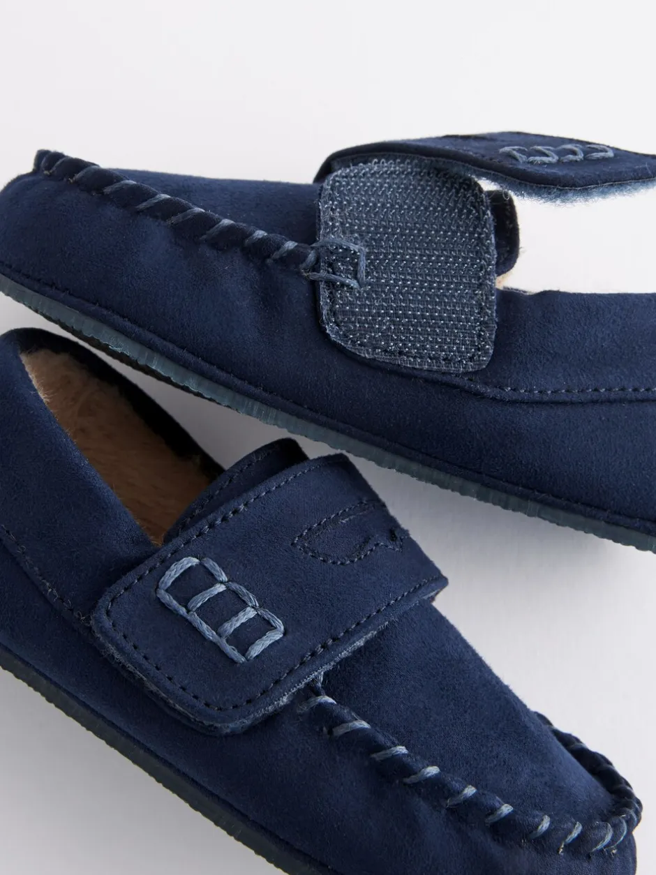Pantoffels|Nachtkleding En Pyjama's|Next - Mocassin-pantoffels met klittenbandsluiting Marineblauw