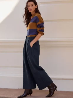 Kostuums En Werkkleding|Broeken*Next - N. Premium visgraat culottes met wol Marineblauw