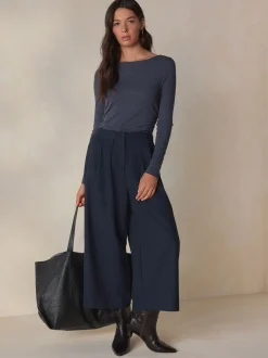 Kostuums En Werkkleding|Broeken*Next - N. Premium visgraat culottes met wol Marineblauw