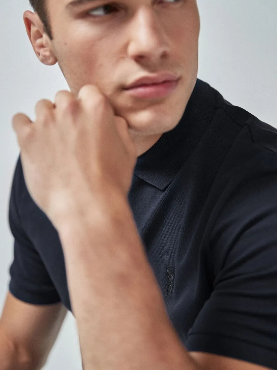 T-Shirts En Hemden|Poloshirts|Next Marineblauw - Normale Pasvorm - Piqué poloshirt met korte mouwen