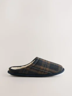 Pantoffels*Next - Pantoffelmuiltjes met ruitjes Marineblauw