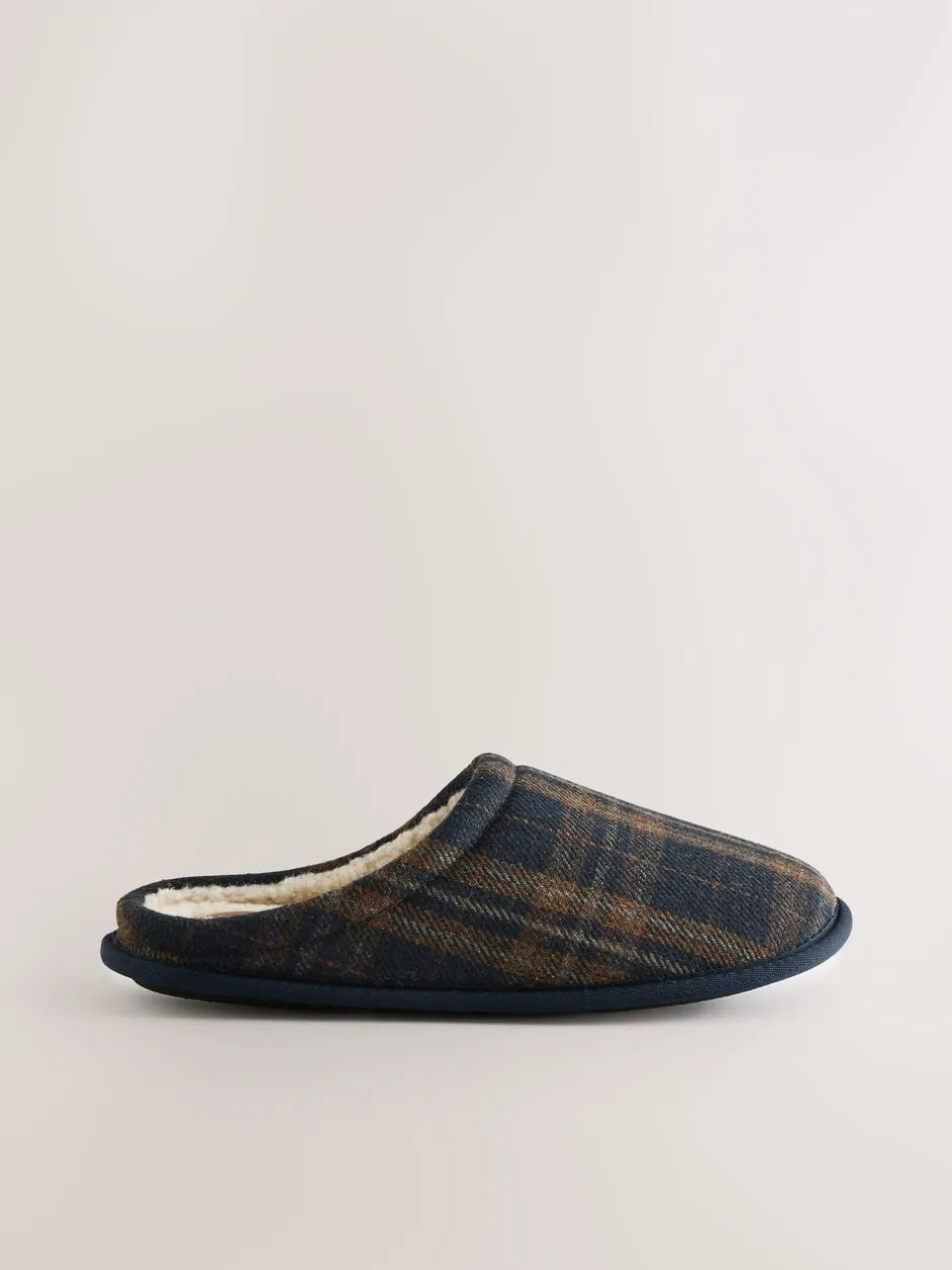 Pantoffels*Next - Pantoffelmuiltjes met ruitjes Marineblauw