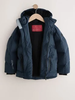 Schoolkleding|Jassen En Jacks|Next Marineblauw - Regenbestendige gewatteerde jas met microfleece voering (3-17jr)