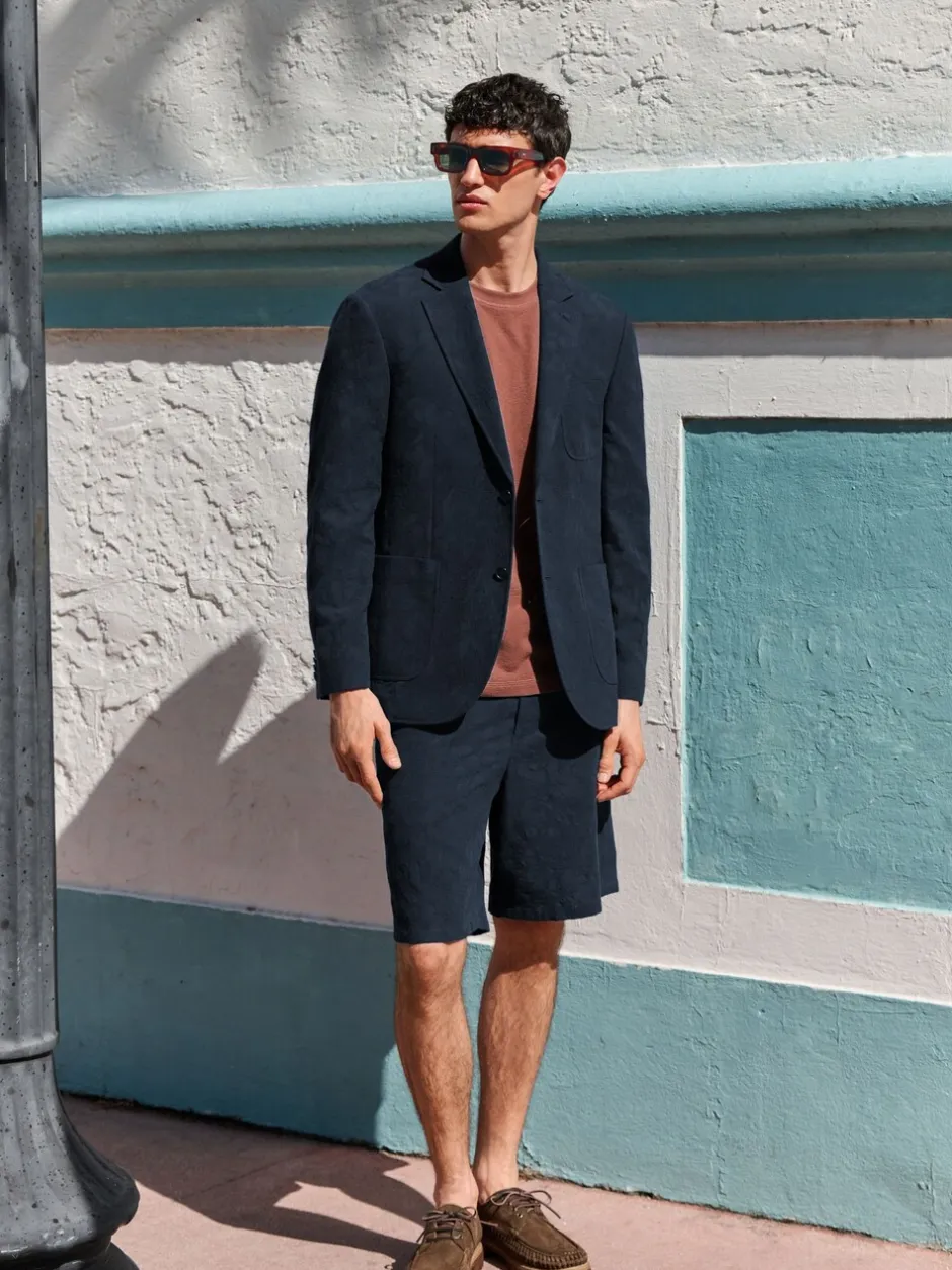 Blazers En Business-Jasjes|Next Marineblauw - Regular-fit Nova Fides kostuumjasje van Italiaanse stof met gehaakt patroon