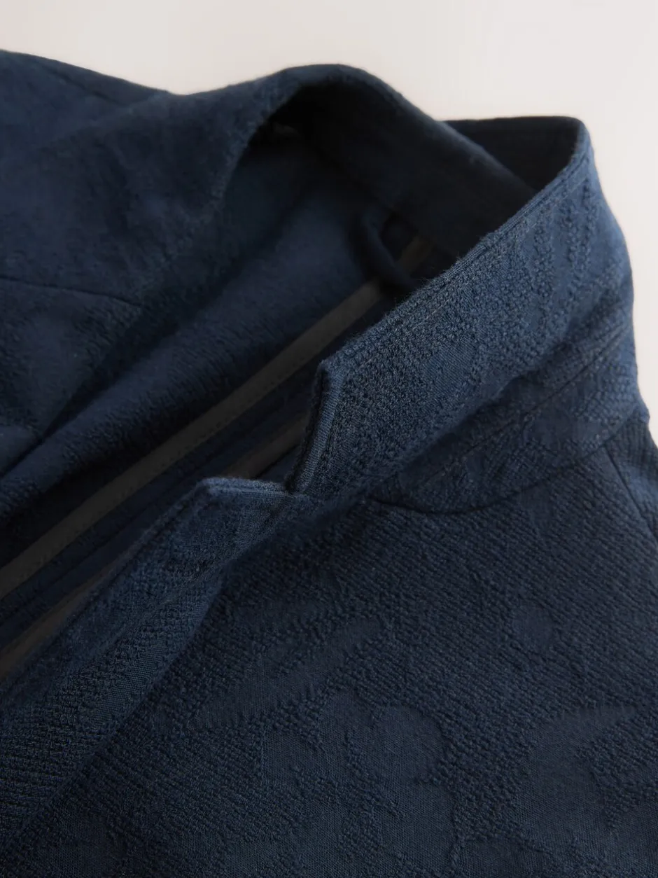 Blazers En Business-Jasjes|Next Marineblauw - Regular-fit Nova Fides kostuumjasje van Italiaanse stof met gehaakt patroon