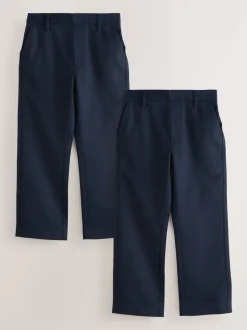 Broeken En Chino's|Schoolkleding*Next - Reguliere schoolbroeken met elastische taille en rechte pijpen, 2 stuks (3-17jaar) Marineblauw