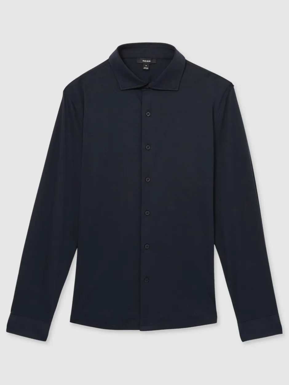 Shirts*Reiss - Duke Air-Water Cotton Slim-Fit Shirt Marineblauw