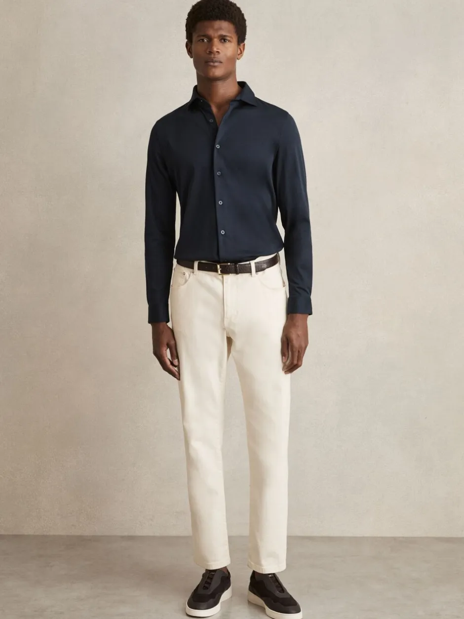 Shirts*Reiss - Duke Air-Water Cotton Slim-Fit Shirt Marineblauw