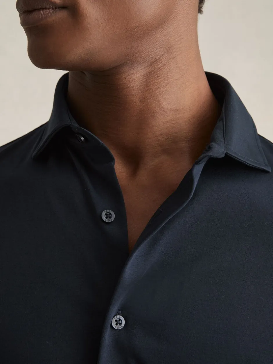 Shirts*Reiss - Duke Air-Water Cotton Slim-Fit Shirt Marineblauw
