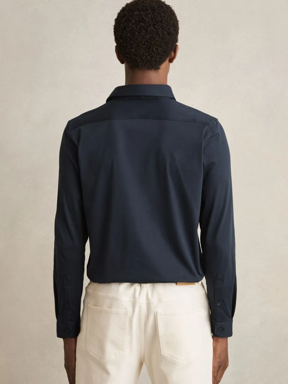 Shirts*Reiss - Duke Air-Water Cotton Slim-Fit Shirt Marineblauw