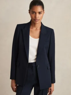 Kostuums En Werkkleding*Reiss - Gabi maatsnit-kostuumblazer met enkele knoopsluiting Marineblauw