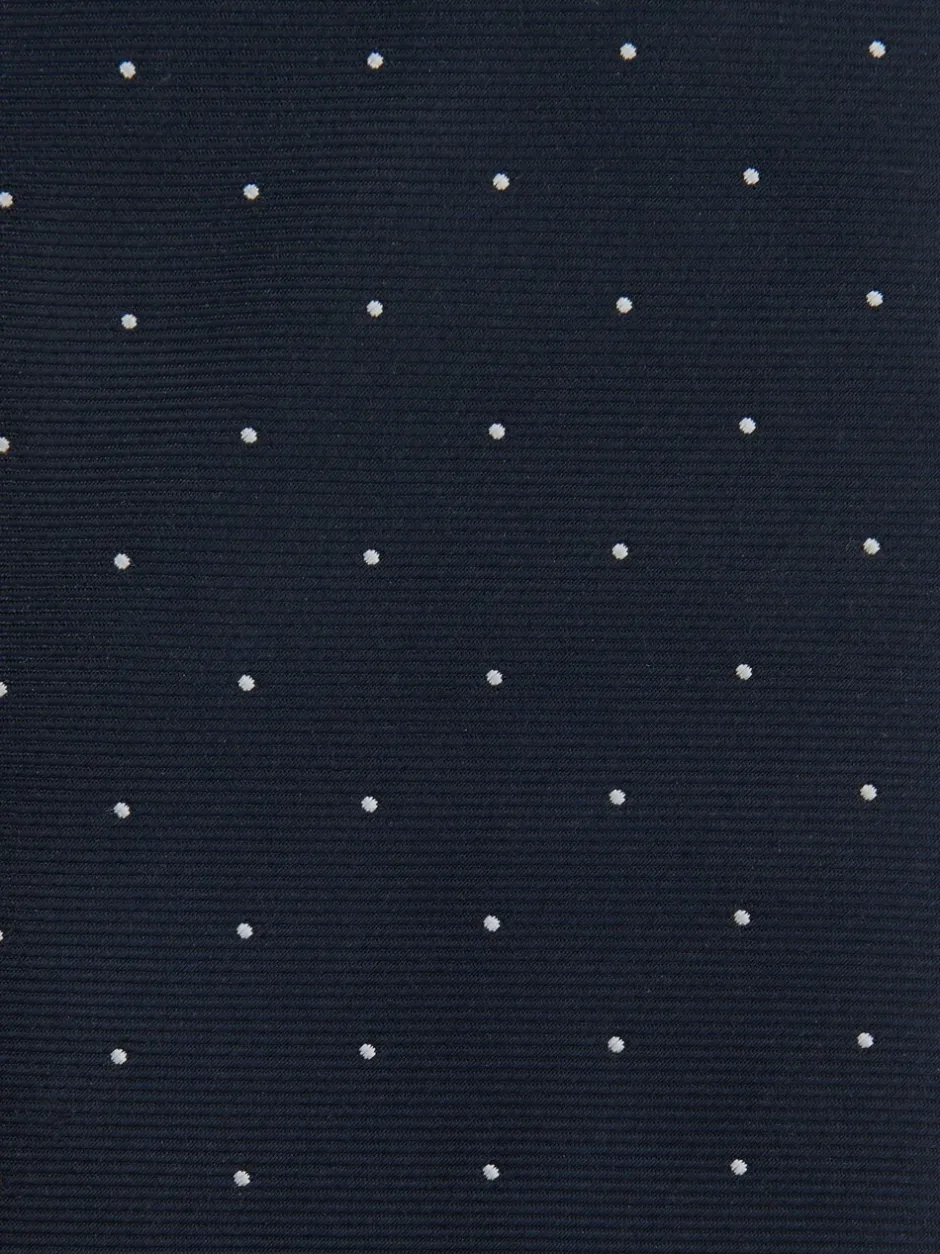 Stropdassen En Pochets|Reiss Marineblauw - zijden Liam stropdas met stippen