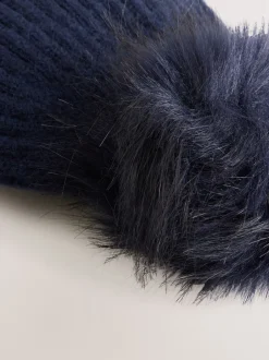 Mutsen, Handschoenen En Sjaals|Next Marineblauw - Rib Knit Pom Hat