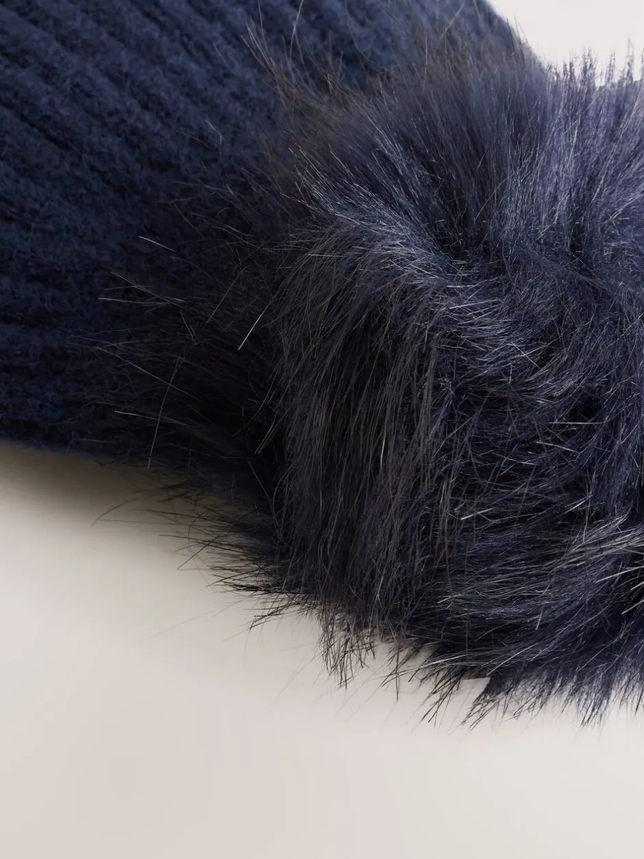 Mutsen, Handschoenen En Sjaals|Next Marineblauw - Rib Knit Pom Hat