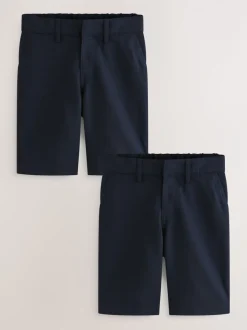 Shorts|Next - Schoolshorts zonder plooien (3-14jr) Marineblauw