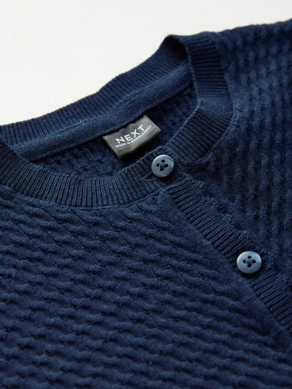 Schoolkleding|Gebreide Kleding*Next - Schoolvest met kabelmotief van katoen (3-16jr) Marineblauw