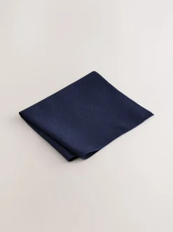 Stropdassen En Pochets|Next Marineblauw - Set met textuurrijke stropdas en pochet